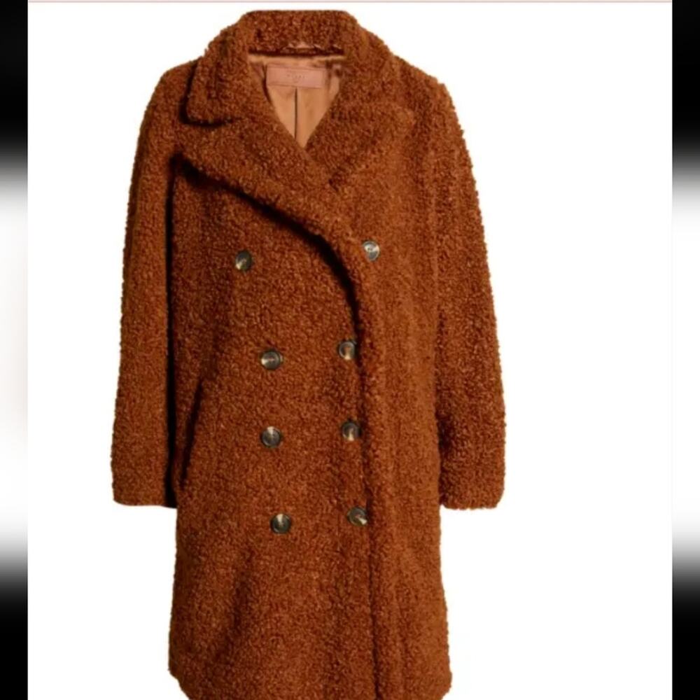 BLANK NYC teddy bear double breasted brown coat size medium
